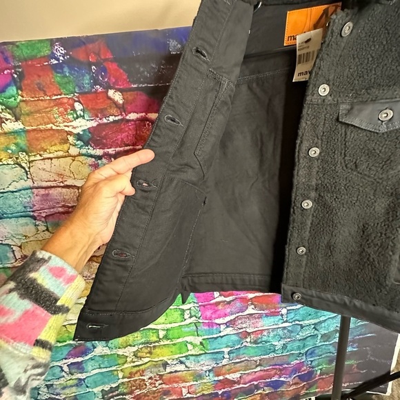 NWT Mavi Black Fleece Sherpa Jean Style Jacket. Size Small - Picture 6 of 8